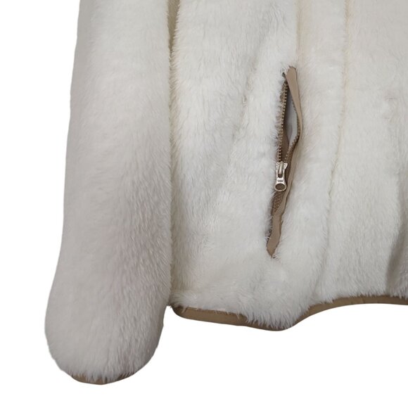 Lands’ End Women’s Fleece Pullover L Ivory Tan Half Zip Sherpa Jacket Soft Cozy - Picture 4 of 16